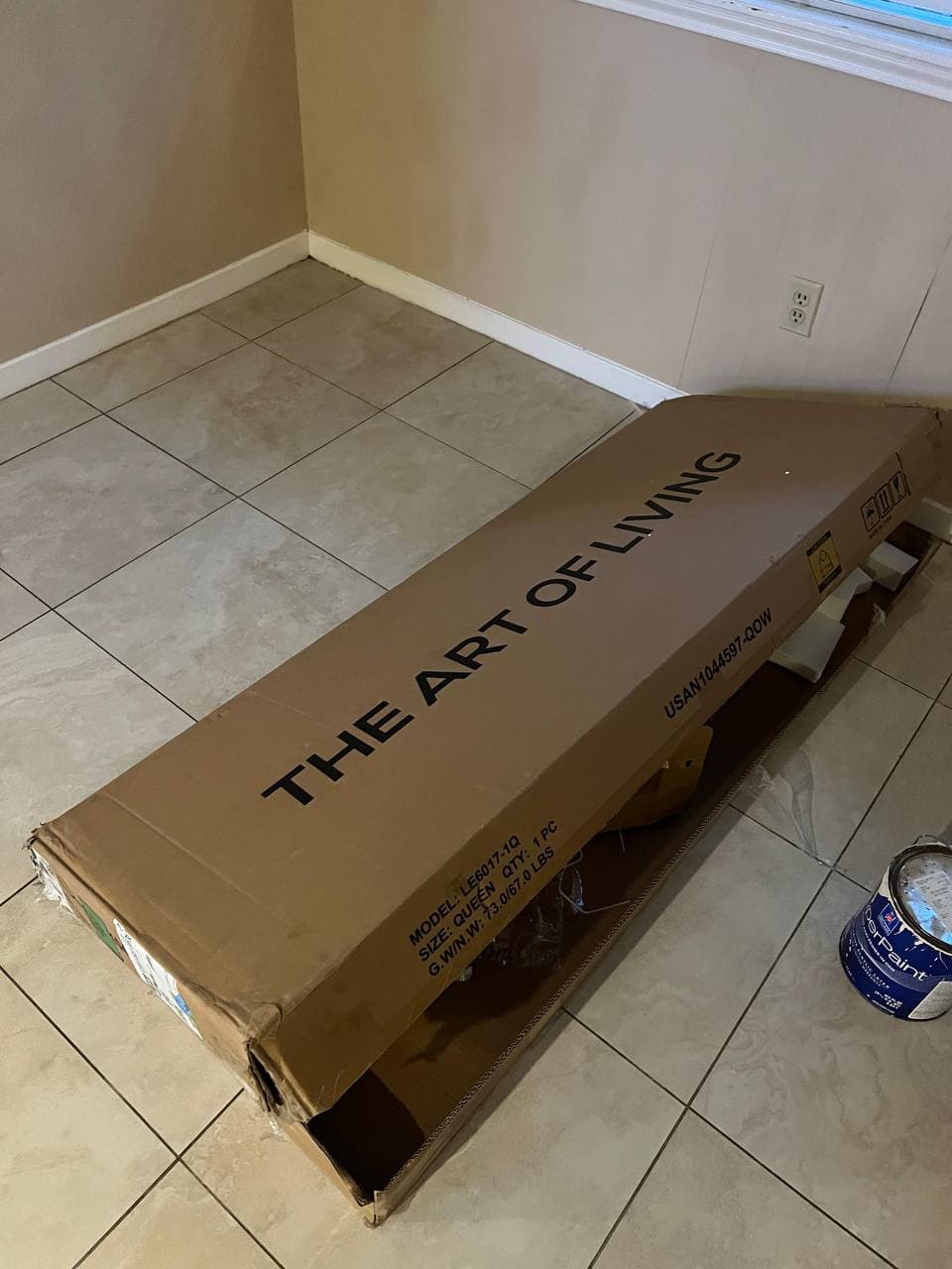 Flat-pack furniture box before assembly